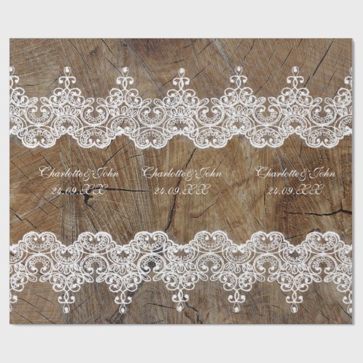 Royal Personalized Rustic Lace Wrapping Paper Cadeaupapier (Vlak)