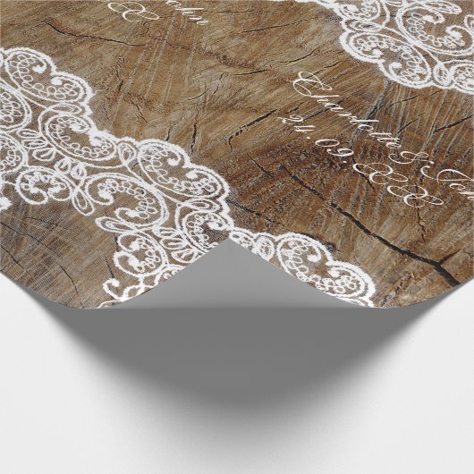 Royal Personalized Rustic Lace Wrapping Paper Cadeaupapier (Hoek)
