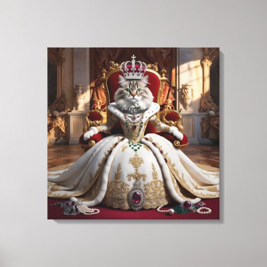 Royal Pet Queen Portrait - Luxe Digitale Kunst Canvas Afdruk (Voorkant)
