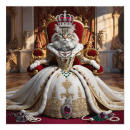 Royal Pet Queen Portrait - Luxe Digitale Kunst Foto Afdruk