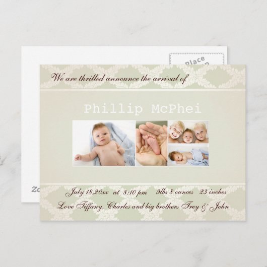 Royal Photo Birth Aankondiging (Voorkant / Achterkant)