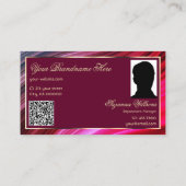 Royal Pink Bourgondië Gold Crown Logo Foto QR-code Visitekaartje (Achterkant)