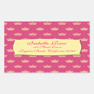 Royal Pink Crown Rechthoekige Sticker