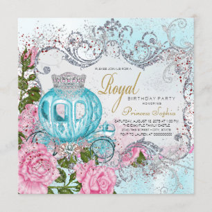 Royal Pink en Blauwgroen Blue Princess verjaardags Kaart