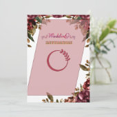 Royal Pink Floral Art Wedding Uitnodiging (Staand voorkant)