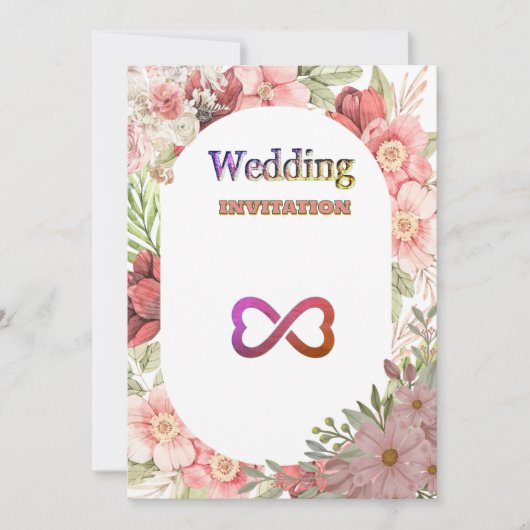 Royal Pink Floral Art Wedding Uitnodiging (Voorkant)