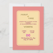 Royal Pink Floral Art Wedding Uitnodiging (Achterkant)
