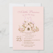 Royal Pink Gold Castle Princess Baby shower Kaart (Voorkant)
