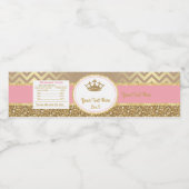 Royal Pink Gold Crown Water fles Etiket / Wrapper (Enkel label)