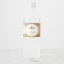 Royal Pink Gold Crown Water fles Etiket / Wrapper
