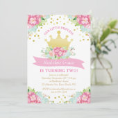 Royal Pink Gold Princess  Floral Birthday Kaart (Staand voorkant)