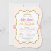 Royal Pink Little Princess baby shower Uitnodiging (Voorkant)
