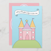 Royal Pink Princess Castle Birthday Party Kaart (Voorkant / Achterkant)