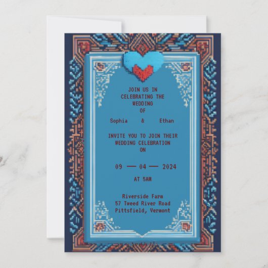 Royal Pixel Art bruiloft uitnodiging (Voorkant)