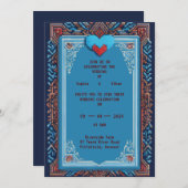 Royal Pixel Art bruiloft uitnodiging (Voorkant / Achterkant)