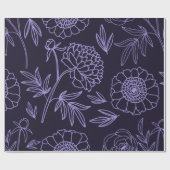 Royal Plum Bloesems van Pioenrozen in Zwarte Achte Cadeaupapier (Vlak)