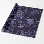 Royal Plum Bloesems van Pioenrozen in Zwarte Achte Cadeaupapier (Uitgerold)