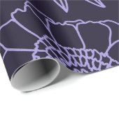 Royal Plum Bloesems van Pioenrozen in Zwarte Achte Cadeaupapier (Rol Hoek)