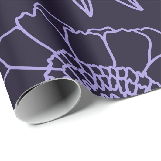 Royal Plum Bloesems van Pioenrozen in Zwarte Achte Cadeaupapier (Rol Hoek)