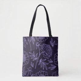 Royal Plum Bloesems van Pioenrozen in Zwarte Achte Tote Bag