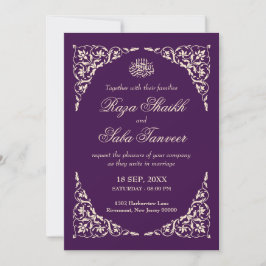 Royal Plum Islamic Wedding Kaart