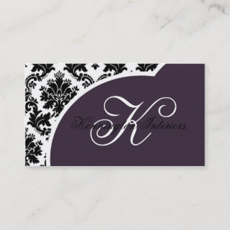 Royal Plum Paars Black Damask Visitekaartjes
