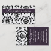 Royal Plum Paarse Black Damask Lace Visitekaartjes (Voorkant / Achterkant)