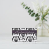 Royal Plum Paarse Black Damask Lace Visitekaartjes (Staand voorkant)