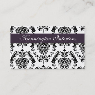 Royal Plum Paarse Black Damask Lace Visitekaartjes