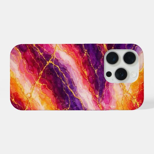 Royal Plum & Raspberry Marble with Gold Veining iPhone Hoesje (Achterkant horizontaal)