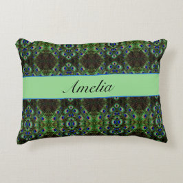 Royal Plumage - Luxe Pauw Veer Patroon Accent Kussen