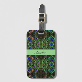 Royal Plumage - Luxe Pauw Veer Patroon Bagagelabel