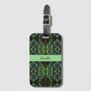 Royal Plumage - Luxe Pauw Veer Patroon Bagagelabel