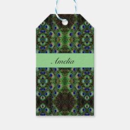 Royal Plumage - Luxe Pauw Veer Patroon Cadeaulabel