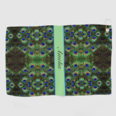 Royal Plumage - Luxe Pauw Veer Patroon Golfhanddoek (Horizontaal)