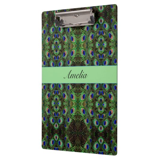 Royal Plumage - Luxe Pauw Veer Patroon Klembord (Links)