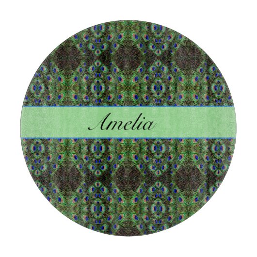 Royal Plumage - Luxe Pauw Veer Patroon Snijplank (Voorkant)