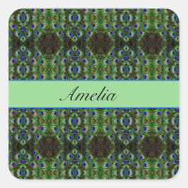 Royal Plumage - Luxe Pauw Veer Patroon Vierkante Sticker