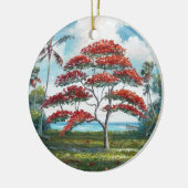 Royal Poinciana en Palm Tree Keramisch Ornament (Links)