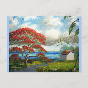 Royal Poinciana en Palm Trees Briefkaart