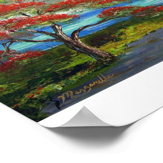 Royal Poinciana en Palm Trees Poster (Hoek)