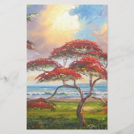 Royal Poinciana Tree Painting Briefpapier (Voorkant)