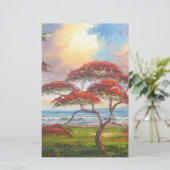 Royal Poinciana Tree Painting Briefpapier (Staand voorkant)