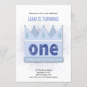 Royal Prince 1e verjaardag uitnodiging   Kroon