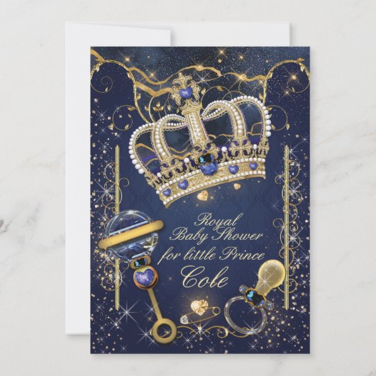 Royal Prince Baby Boy Shower-uitnodigingen Kaart (Achterkant)