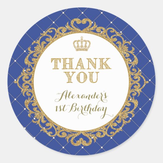 Royal Prince Baby Dank u Sticker Verjaardagsgunst (Voorkant)