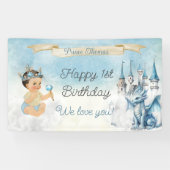 Royal Prince Baby Jongen Kasteel Dragon Blauw Goud Spandoek (Horizontaal)