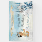 Royal Prince Baby Jongen Kasteel Dragon Blauw Goud Spandoek (Verticaal)