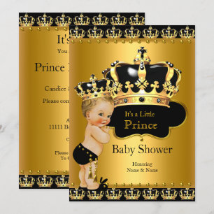 Royal Prince Baby shower Black Gold Blonde Kaart
