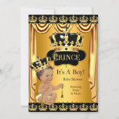 Royal Prince Baby shower Black Gold Brunette Kaart (Voorkant)